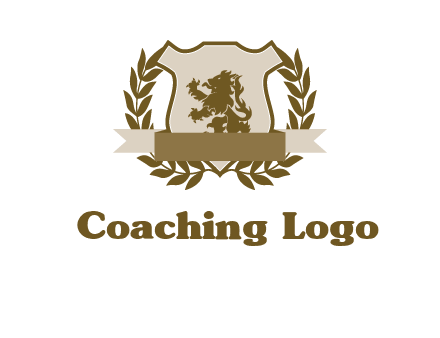 lion on shield logo with a wreath