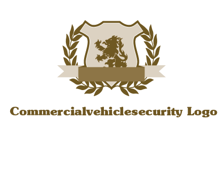 lion on shield logo with a wreath