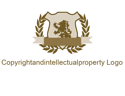 lion on shield logo with a wreath