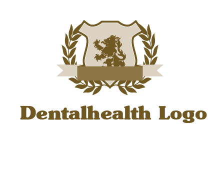 lion on shield logo with a wreath