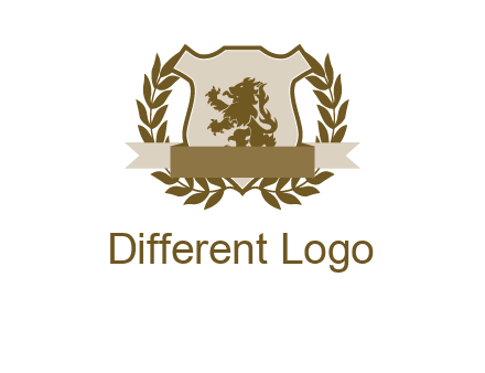 lion on shield logo with a wreath