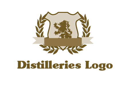 lion on shield logo with a wreath