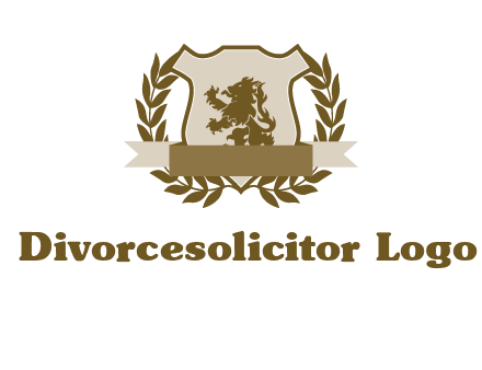 lion on shield logo with a wreath