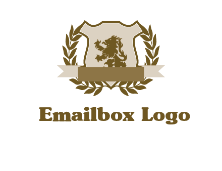 lion on shield logo with a wreath