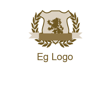 lion on shield logo with a wreath