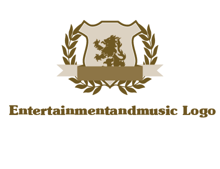 lion on shield logo with a wreath