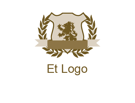 lion on shield logo with a wreath