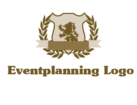 lion on shield logo with a wreath