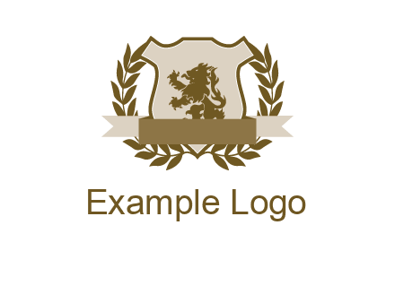 lion on shield logo with a wreath