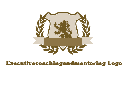 lion on shield logo with a wreath