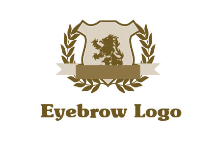 lion on shield logo with a wreath