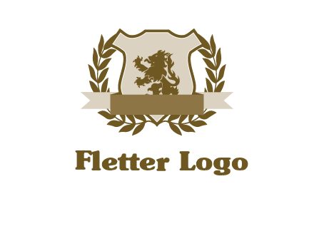 lion on shield logo with a wreath