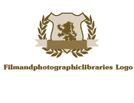 lion on shield logo with a wreath