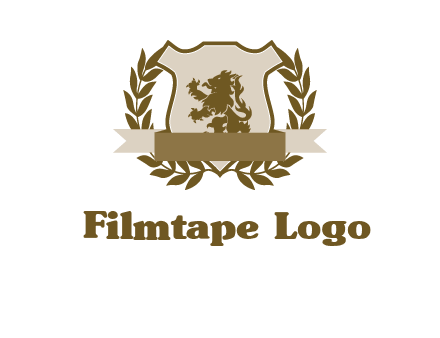 lion on shield logo with a wreath