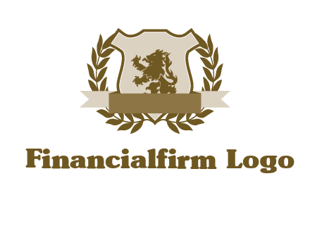 lion on shield logo with a wreath