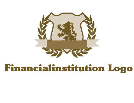 lion on shield logo with a wreath