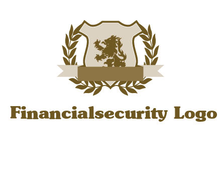 lion on shield logo with a wreath
