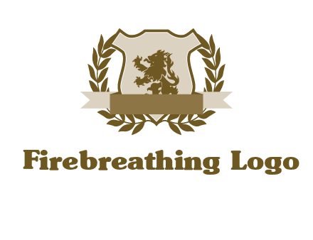 lion on shield logo with a wreath