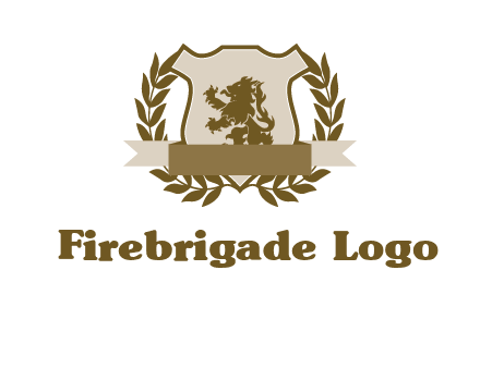 lion on shield logo with a wreath