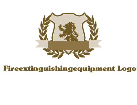 lion on shield logo with a wreath