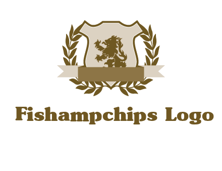 lion on shield logo with a wreath