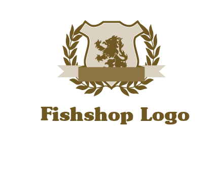 lion on shield logo with a wreath