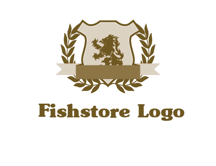 lion on shield logo with a wreath