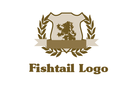 lion on shield logo with a wreath