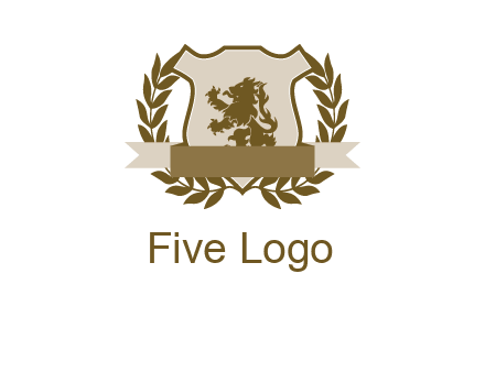 lion on shield logo with a wreath