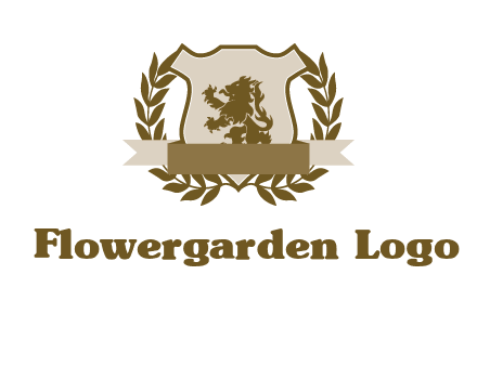 lion on shield logo with a wreath