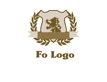 lion on shield logo with a wreath