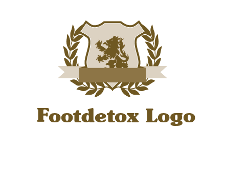 lion on shield logo with a wreath