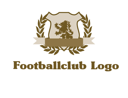 lion on shield logo with a wreath