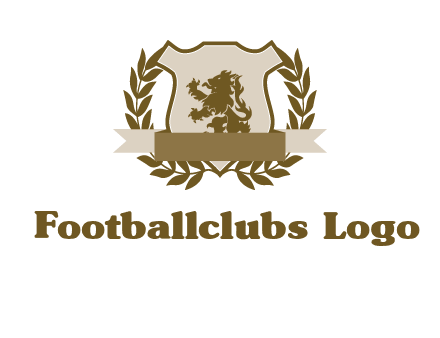 lion on shield logo with a wreath