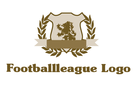 lion on shield logo with a wreath