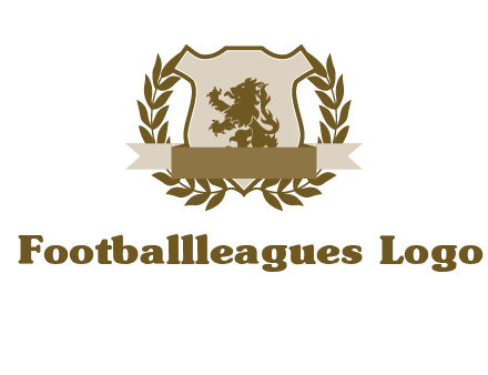 lion on shield logo with a wreath