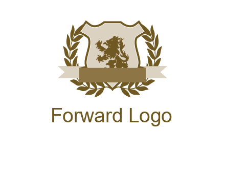 lion on shield logo with a wreath