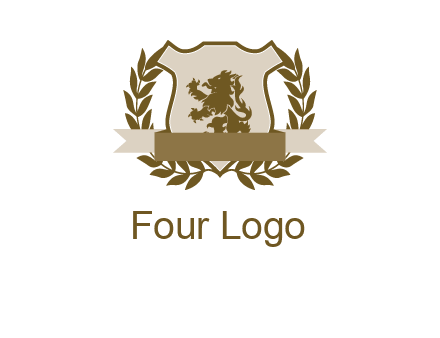 lion on shield logo with a wreath