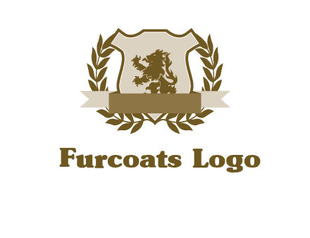 lion on shield logo with a wreath
