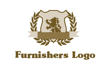 lion on shield logo with a wreath