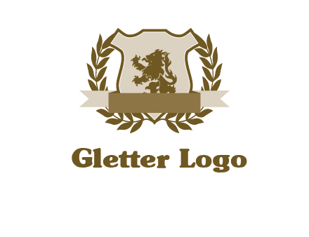 lion on shield logo with a wreath