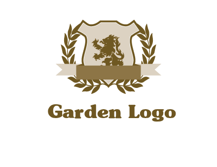 lion on shield logo with a wreath