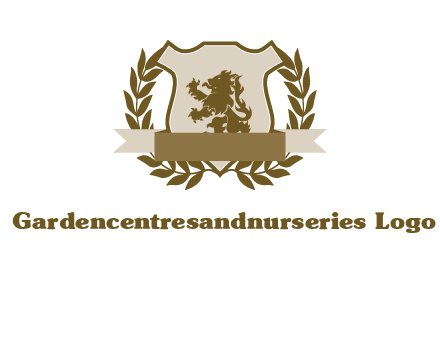 lion on shield logo with a wreath