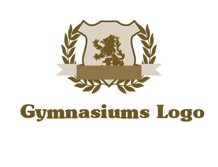 lion on shield logo with a wreath