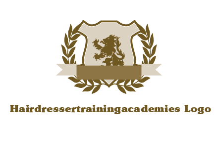 lion on shield logo with a wreath