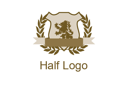 lion on shield logo with a wreath