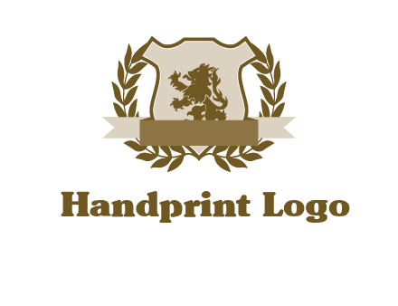 lion on shield logo with a wreath