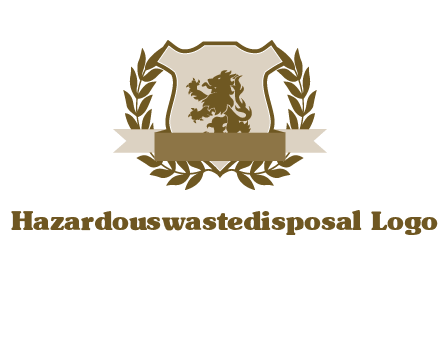 lion on shield logo with a wreath