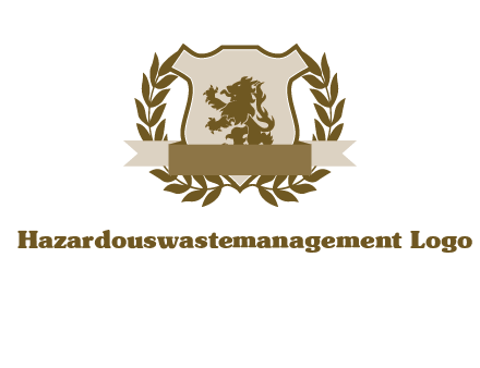 lion on shield logo with a wreath