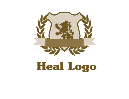 lion on shield logo with a wreath